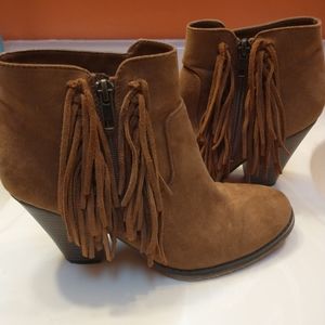 Girls suede ankle boots with a small wedge heel